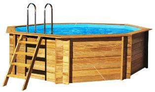 Сборный 8-ми угольный (круглый) каркасный деревянный бассейн для дачи Procopi (Франция) 4,4 (рис.1)
